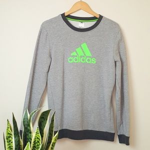 Neon Green Adidas Long Sleeve Sweat Top XL Large